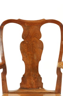 Lot 179 - A LARGE EARLY 18TH CENTURY WALNUT SPLAT BACK COUNTRY ARMCHAIR