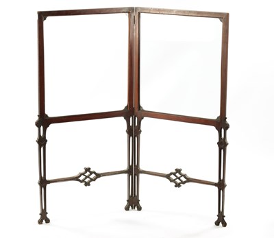 Lot 281 - A 19TH CENTURY MAHOGANY CHIPPENDALE STYLE TWO FOLD SCREEN