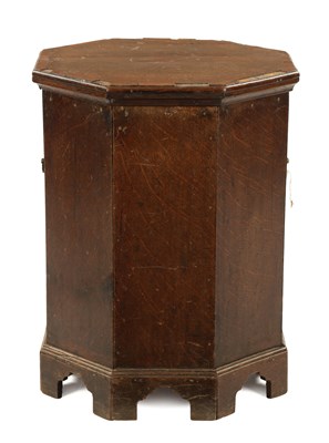 Lot 200 - A QUEEN ANNE OCTAGONAL OAK AND WALNUT CROSS-BANDED CLOSE STOOL