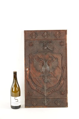 Lot 205 - A VICTORIAN CARVED OAK COAT OF ARMS PANEL