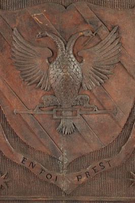 Lot 205 - A VICTORIAN CARVED OAK COAT OF ARMS PANEL