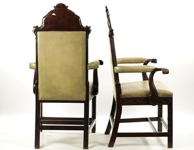 Lot 295 - AN IMPORTANT PAIR OF GEORGE III CHIPPENDALE MASONIC OVER-SIZED ARMCHAIRS