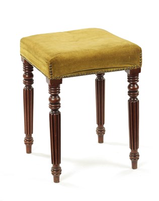 Lot 151 - A WILLIAM IV MAHOGANY UPHOLSTERED STOOL IN THE MANNER OF GILLOWS