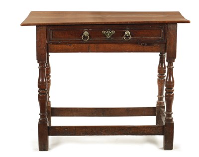 Lot 448 - A LATE 17TH CENTURY ELM SIDE TABLE