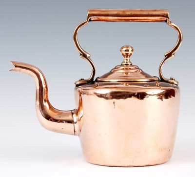 Lot 546 - A MINIATURE LATE GEORGIAN COPPER KETTLE with...