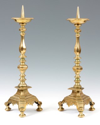 Lot 548 - A PAIR OF 18TH CENTURY DUTCH PRICKET STICK...