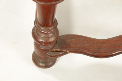 Lot 353 - AN UNUSUAL 18TH CENTURY COLONIAL PADOUK WOOD TWO DRAWER TABLE ON BALLUSTER LEGS WITH SHAPED STRETCHERS