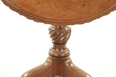 Lot 385 - A FINE 18TH CENTURY CIRCULAR WAVY EDGED MAHOGANY TILT-TOP TRIPOD TABLE