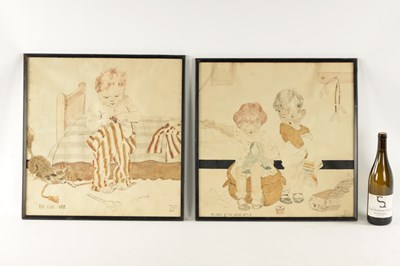 Lot 319 - A PAIR OF EARLY 20TH CENTURY WATERCOLOURS OF CHILDREN