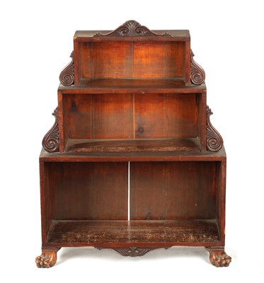 Lot 211 - A SMALL REGENCY SIMULATED MAHOGANY STEPPED OPEN BOOKCASE