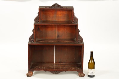 Lot 211 - A SMALL REGENCY SIMULATED MAHOGANY STEPPED OPEN BOOKCASE