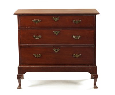 Lot 400 - AN UNUSUAL AND RARE EARLY 18TH CENTURY RED WALNUT CHEST ON STAND POSSIBLY AMERICAN
