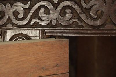 Lot 71 - A GOOD LATE 17TH CENTURY OVERSIZED CARVED OAK WESTMORLAND COURT CUPBOARD DATED 1673