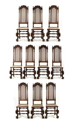 Lot 74 - A RARE SET OF TEN EARLY 18TH CENTURY WILLIAM AND MARY STYLE OAK CHAIRS