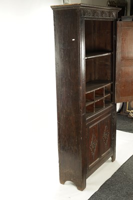 Lot 189 - A RARE LATE 17TH CENTURY JOINED OAK WESTMORLAND TALL TWO DOOR SIDE CABINET