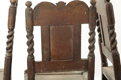 Lot 285 - A RARE SET OF FOUR 17TH CENTURY CARVED OAK SIDE CHAIRS