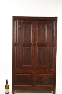 Lot 33 - A SMALL EARLY 18TH CENTURY OAK PANELLED CUPBOARD