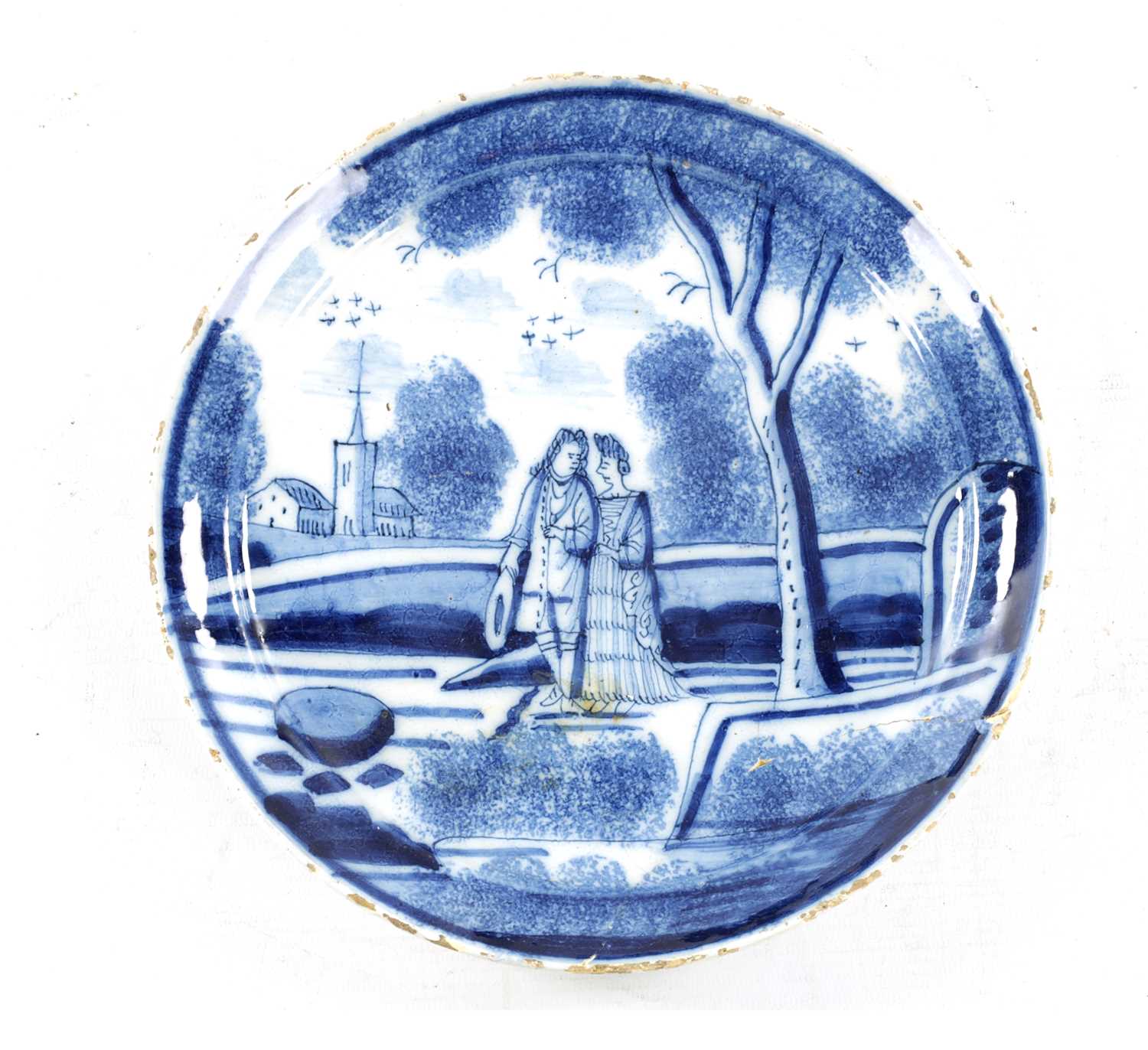 Lot 245 - AN EARLY 18TH CENTURY DELFT BLUE AND WHITE PLATE