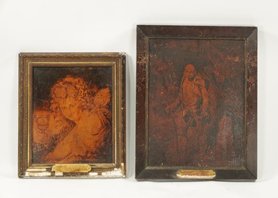 Lot 411 - TWO 19TH CENTURY POKERWORK PANELS