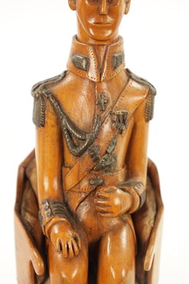 Lot 1080 - AN UNUSUAL CARVED BOXWOOD FIGURE OF NAPOLEON