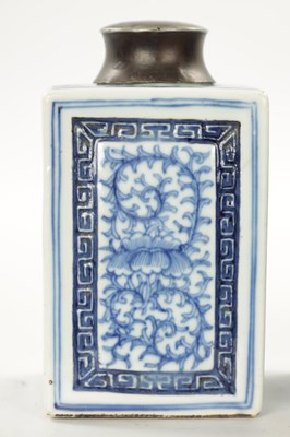 Lot 579 - A PAIR OF 19TH CENTURY CHINESE BLUE AND WHITE PORCELAIN TEA CADDIES