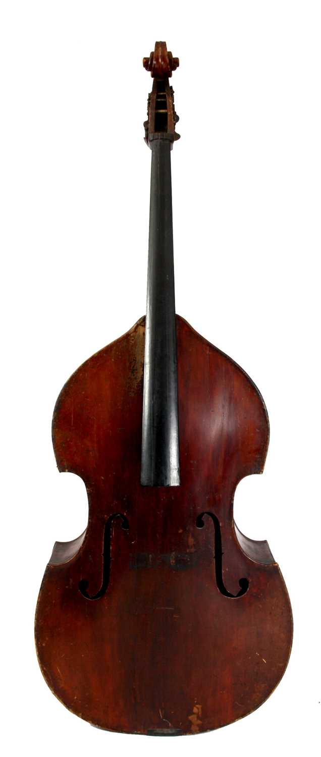 Lot 569 - A 19th CENTURY DOUBLE BASS with flat one-piece...