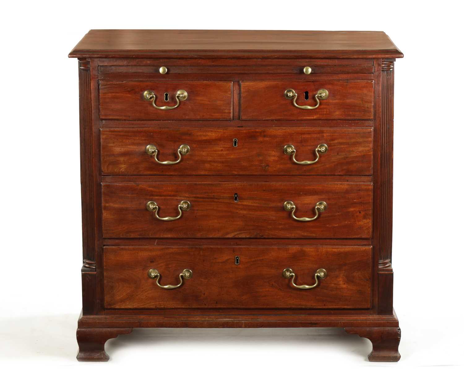 Lot 1471 - A GEORGE III MAHOGANY LANCASHIRE CHEST OF DRAWERS