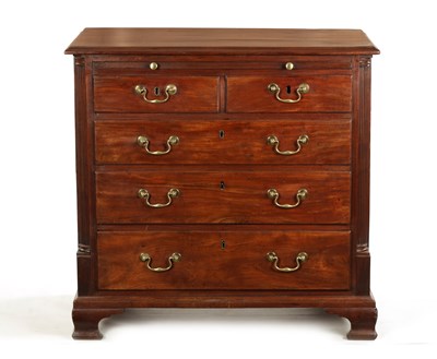Lot 1382 - A GEORGE III MAHOGANY LANCASHIRE CHEST OF DRAWERS