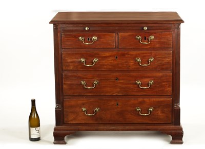 Lot 1471 - A GEORGE III MAHOGANY LANCASHIRE CHEST OF DRAWERS