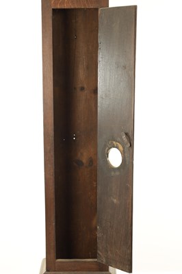 Lot 1192 - THOMAS PINFOLD OF MIDDLETON. AN EARLY 18TH CENTURY 9” 30-HOUR OAK COFFIN CASE LONGCASE CLOCK