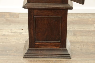 Lot 1192 - THOMAS PINFOLD OF MIDDLETON. AN EARLY 18TH CENTURY 9” 30-HOUR OAK COFFIN CASE LONGCASE CLOCK
