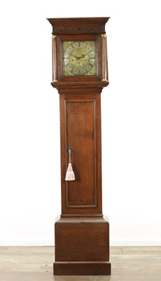 Lot 1083 - ISAAC HADWEN, SEDBERGH. AN 18TH CENTURY 10” BRASS DIAL EIGHT DAY OAK LONGCASE CLOCK