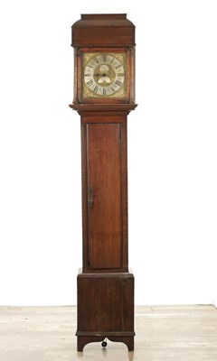 Lot 1080 - ROBERT PARKINGSON, LANCASTER. AN EARLY 18TH CENTURY OAK CASED 11” 30-HOUR LONGCASE CLOCK