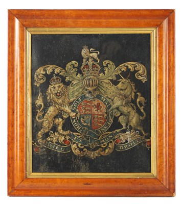 Lot 1011 - A 19TH CENTURY CRESTED LEATHER PANEL
