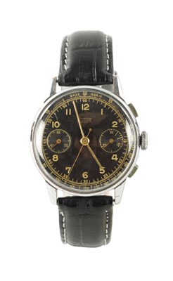 Lot 650 - A GENTLEMAN’S 1960’S STEEL-CASED HUGEX CHRONOGRAPH WRISTWATCH