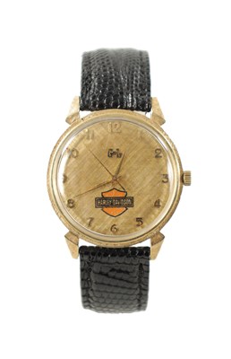 Lot 633 - A RARE 14CT GOLD GENSLER & LEE AUTOMATIC WRISTWATCH WITH HARLEY DAVIDSON LOGO