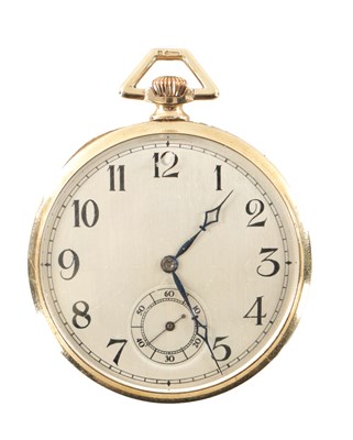 Lot 635 - A 1920’S 9CT GOLD VERTEX WATCH CO. OPEN FACED POCKET WATCH