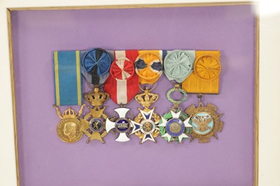 Lot 864 - A FRAMED GROUP OF SIX WW2 OFFICERS GROUP OF MEDALS