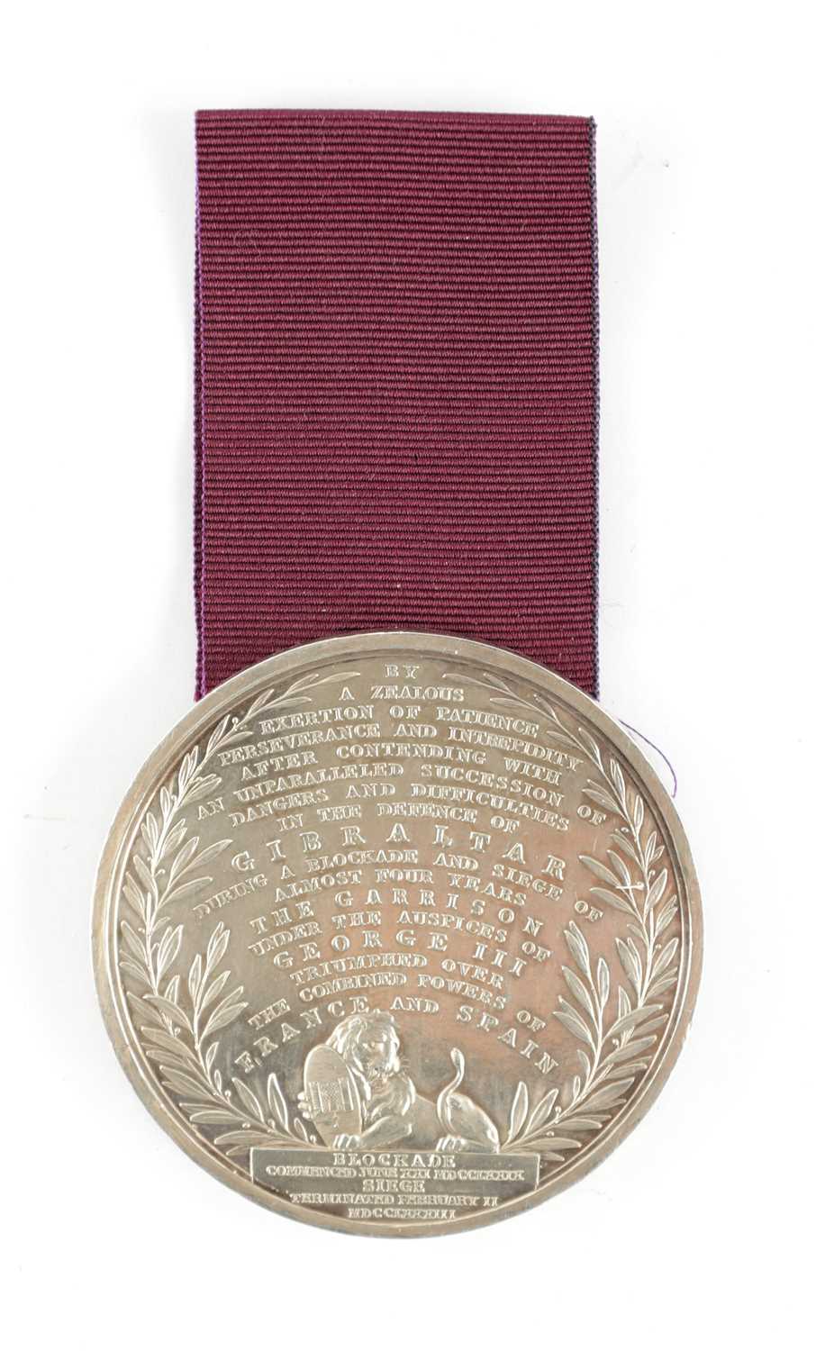 Lot 828 - A DEFENCE OF GIBRALTAR 1779-1783, SIR THOMAS PICTON’S MEDAL