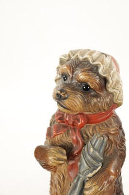 Lot 948 - A PAIR OF LATE 19TH CENTURY AUSTRIAN COLD-PAINTED TERRACOTTA MODELS OF DOGS