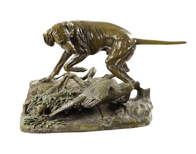 Lot 952 - JULES MOIGNIEZ (FRENCH, 1835-1894) A COLLOSAL PATINATED GREEN BRONZE ANIMALIER SCULPTURE