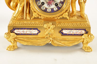 Lot 1286 - A FINE 19TH CENTURY GILT ORMOLU SEVRES PANELLED MANTEL CLOCK