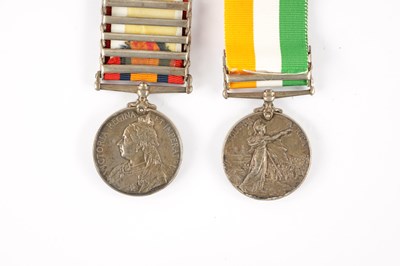 Lot 847 - QUEENS SOUTH AFRICA MEDAL 1899-1902 WITH FIVE CLASPS, AND A BOER WAR MEDAL