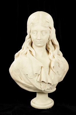 Lot 969 - JACQUES BOERO. A 19TH CENTURY CARVED CARRERA MARBLE ITALIAN BUST