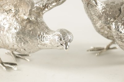 Lot 682 - A PAIR OF 20TH CENTURY MAPPIN & WEBB SILVER PHEASANTS