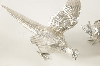 Lot 682 - A PAIR OF 20TH CENTURY MAPPIN & WEBB SILVER PHEASANTS