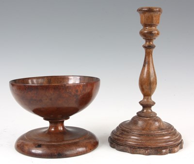 Lot 597 - A 19th CENTURY TREEN FRUITWOOD GOBLET on...