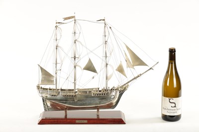 Lot 673 - A 20TH CENTURY SILVER MODEL OF THE FAMOUS HMS BOUNTY SHIP