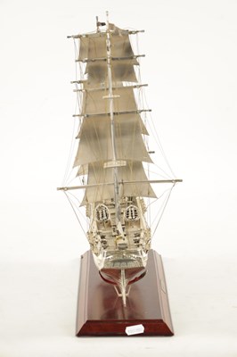 Lot 673 - A 20TH CENTURY SILVER MODEL OF THE FAMOUS HMS BOUNTY SHIP