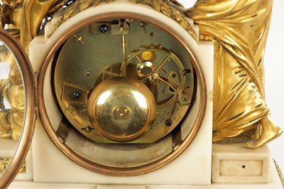 Lot 1305 - CHARLES LEROY, A PARIS. A FRENCH LOUIS XVI ORMOLU AND MARBLE FIGURAL MANTEL CLOCK